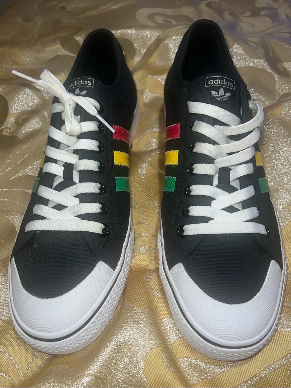 Adidas Original Nizza Low Tricolor Stripes Rasta Black FV0658 SZ 13